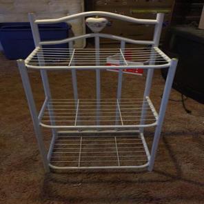 Three Layer Metal White Bed Stand