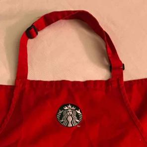Red Starbucks Apron Christmas edition