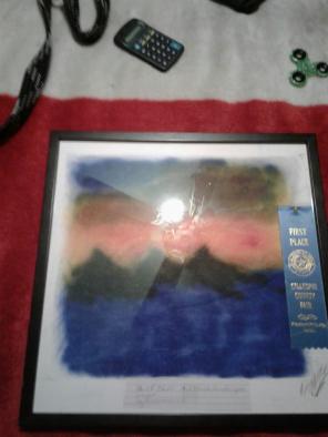 18 x 18 hankercheif air brush art framed