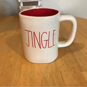 Rae Dunn Jingle mug red inside