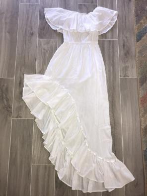 White Ruffled Hi-Low Dress