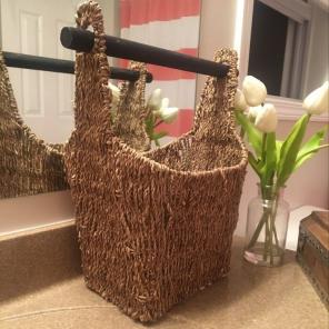 Wicker Basket With Wooden Handle