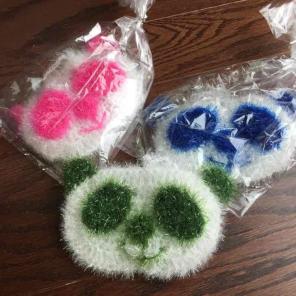 New) set of 3 handmade panda sponges