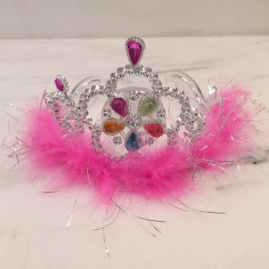 Pink FEATHER JEWELED CROWN Silver