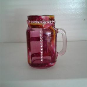 Purple Painted Trimmed Mason Jar
