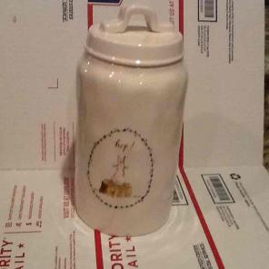 Rae Dunn hop Easter canister