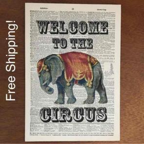 Vintage Circus Elephant Art