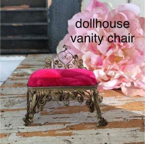 Vintage hobo art doll vanity chair