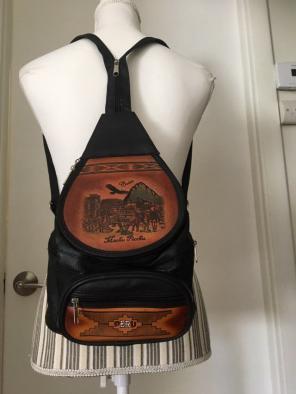 Small Black And Brown Engraved Backpack