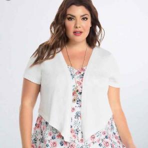 TORRID White Crochet back shrug- size 4