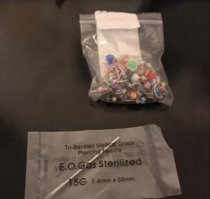 Piercing Needle + 1pcs Body Jewelry 15g