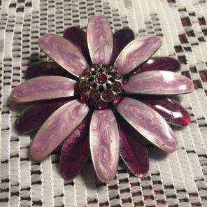 Shades Of Purple Metal Flower Brooch