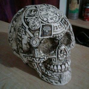 Skull with Aztec Calendar