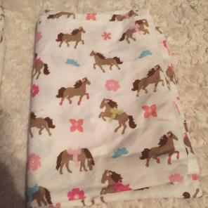 VTG Twin Horses Sheet/Pillow Case