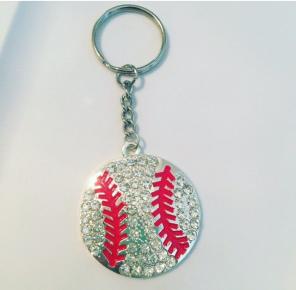 Rhinestone Baseball Keychain