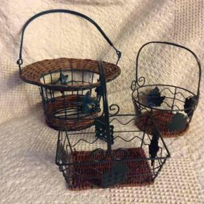 Vintage metal rustic baskets