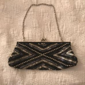 ALDO Black And Silver Beaded Clutch