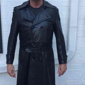 Men's Black Leather Jacket - Size 42