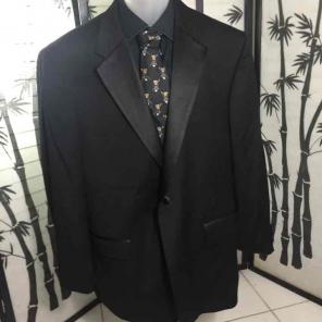 Alfani Mens Black Wool Satin Trim Tuxedo