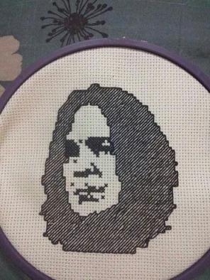 Snape cross stitch framed