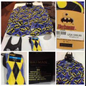SALE-Batman Suit w/Mask, Tie, & Socks