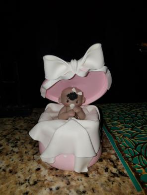 Baby girl in box ethnic cake topper
