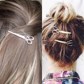 2pc Scissors Hair Clip Gold Toned
