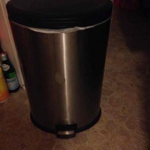 stainless steel, step 2 open, trash can
