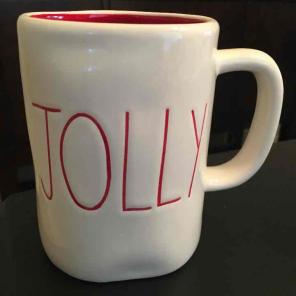 Rae Dunn by Magenta JOLLY Red/White Mug