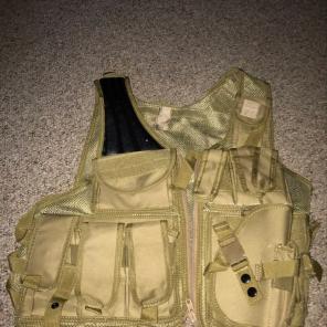 Tan Military/Airsoft Vest And Holster