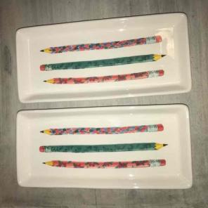 Rae Dunn magenta office pencil tray