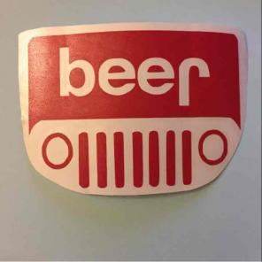 Red Jeep "beer" Decal