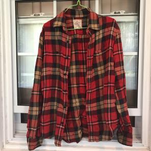 Red White Black And Tan Flannel Mens Sm