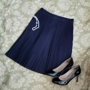 Pleated Navy Blue Vintage Skirt