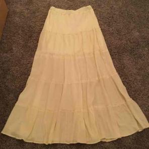 Haute Society Cream Crinkle Maxi Skirt M
