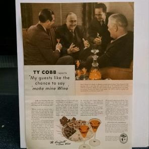 Original 1940 Ty Cobb Wine vintage ad