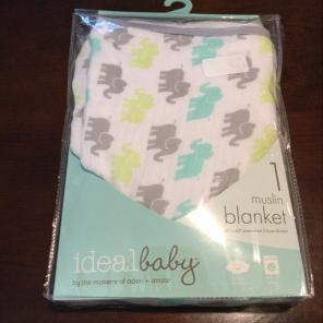 NEW Ideal Baby Elephants Muslin Blanket