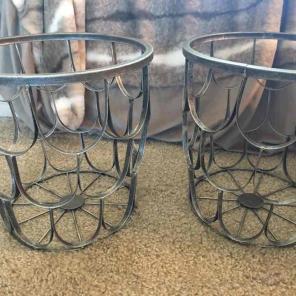 Silver decor baskets, bins.