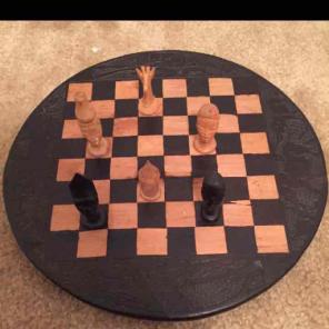 Hand carved chessboard