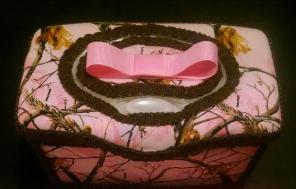 Pink hunting camo baby wipe case