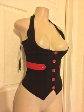 *NEW Black/Red Corset Halter Vest