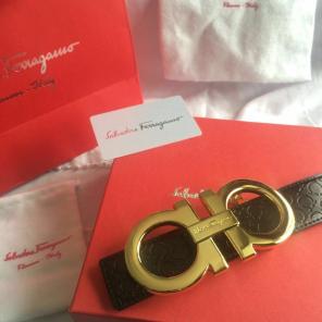 Ferragamo Dble Gancini Belt Gold Buckle