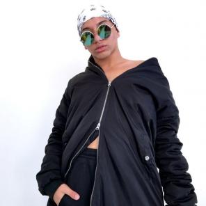 Forever 21 Black Longline Bomber Jacket