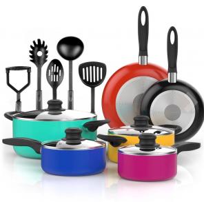 15 Pcs Multicolor Nonstick Cookware Set