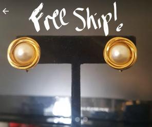 Vintage Napier gold & pearl screw backs