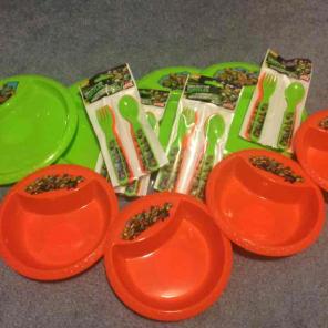 4 sets bpa free ninja turtle plasticware