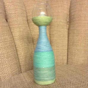 Wine glass bottle twine ombre candle