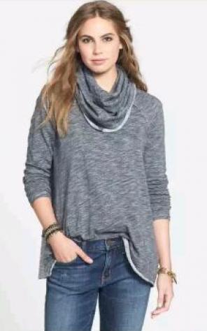 Free People FP Beach Cowl Neck Pullover