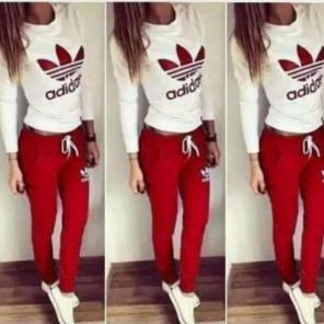 Small red n white adidas sweatshirt set