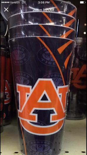 Auburn Tiger Fan Plastic Cup Set
